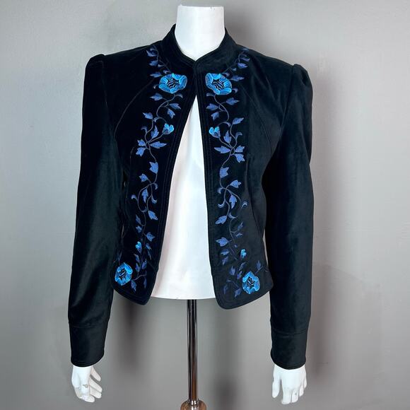 Lucky Brand velvet jacket medium vtg bolero western boho embroidered whimsigoth